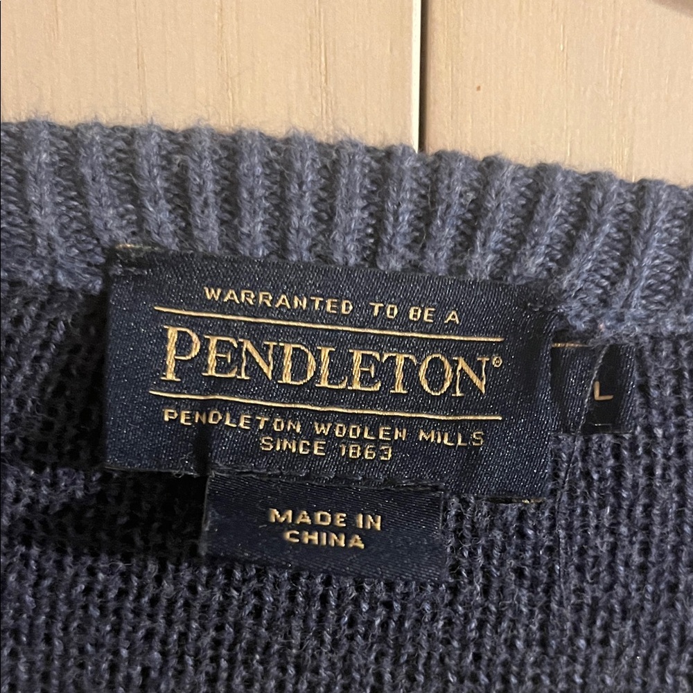 Pendleton Blue Geometric Patterned Sweater - image 4